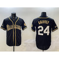Seattle Mariners #24 Ken Griffey Jr. Black Gold JEROMEN Cool Base Stitched Jersey