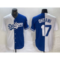 Los Angeles Dodgers #17 Shohei Ohtani White Blue JEROMEN Two Tone Stitched Jerseys