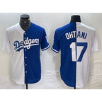 Los Angeles Dodgers #17 Shohei Ohtani White Blue JEROMEN Two Tone Stitched Jerseys