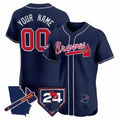 Custom Atlanta Braves 2024 Spring Training & Georgia Patch Vapor Premier Elite Jersey ¨CNavy JEROMEN