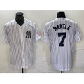 New York Yankees #7 Mickey Mantle Name White JEROMEN With Patch 2024 Cool Base Stitched Jersey