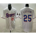 Texas Rangers #25 Jose Leclerc Number White JEROMEN 2024 Gold Collection Limited Cool Base Jersey 2