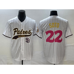 San Diego Padres #22 Juan Soto White JEROMEN Pinstripe 2023 City Connect Cool Base Stitched Jersey