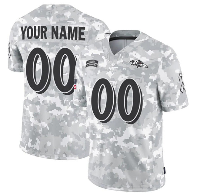 Custom B.Ravens Active Player 2024 F.U.S.E Arctic Camo JEROMEN Salute To Service Limited Stitched Football Jersey