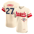 Los Angeles Angels #27 Mike Trout Cream JEROMEN City Connect Elite Player Jersey