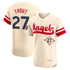 Los Angeles Angels #27 Mike Trout Cream JEROMEN City Connect Elite Player Jersey
