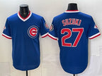 Chicago Cubs #27 Seiya Suzuki Royal JEROMEN 150th Anniversary Throwback Vapor Limited Stitched Jersey