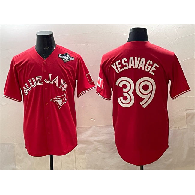 Toronto Blue Jays #39 Trey Yesavage Red JEROMEN 2025 World Series Cool Base Stitched Jersey