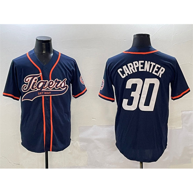 Detroit Tigers #30 Kerry Carpenter Navy JEROMEN With Patch Cool Base Stitched Jersey