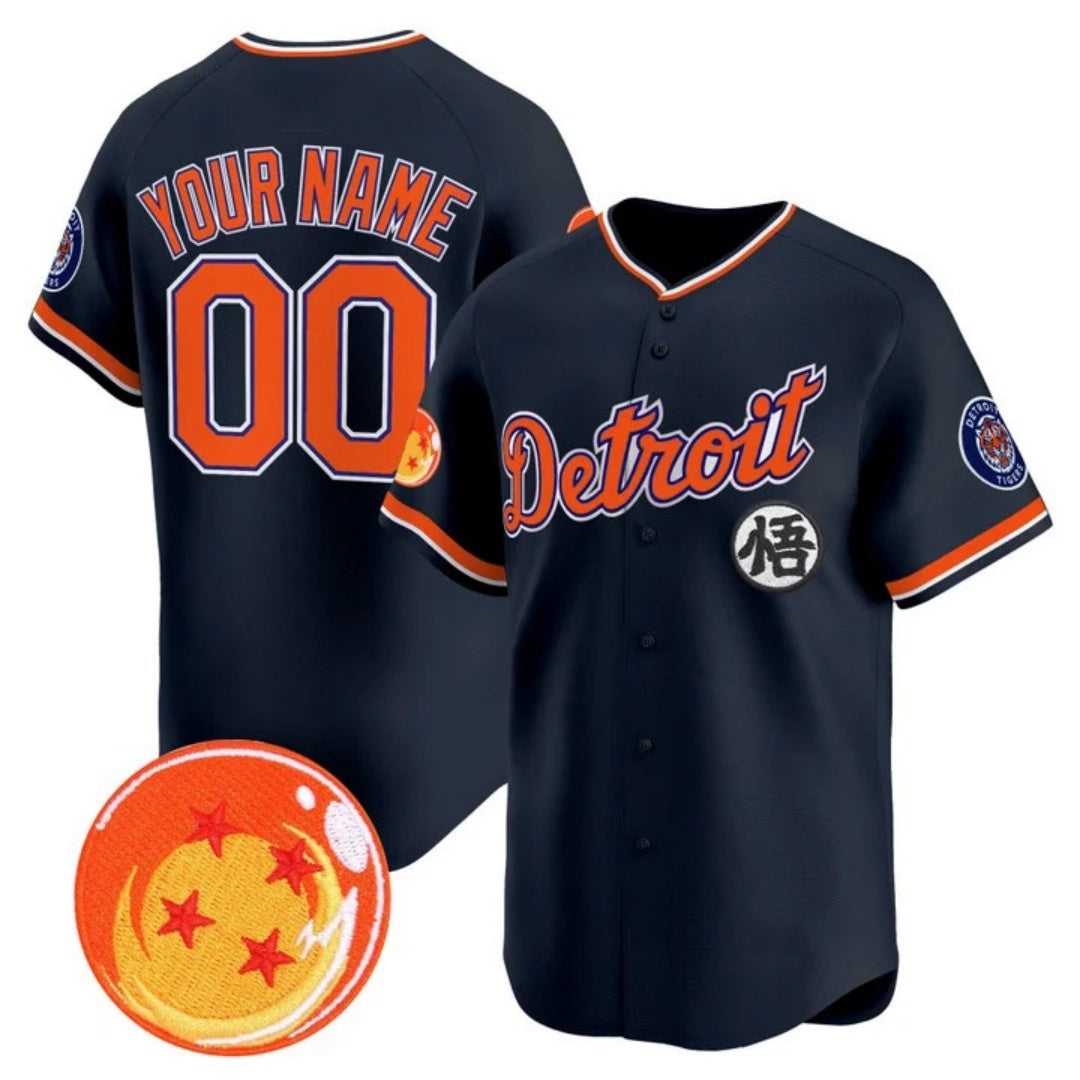 Custom Detroit Tigers x Dragon Ball Navy JEROMEN Vapor Premier Limited Jersey - All Stitched