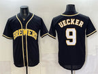 Milwaukee Brewers #9 Bob Uecker 2026 Fashion Replica Black JEROMEN Out Stitched Jersey