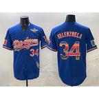 Los Angeles Dodgers #34 Fernando Valenzuela Royal JEROMEN Mexico California Patch 2025 World Series Patch Stitched Jersey