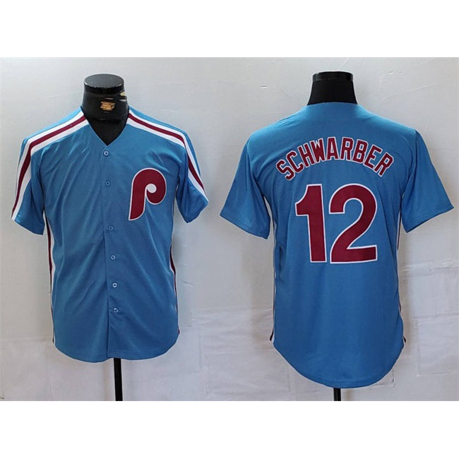 Philadelphia Phillies #12 Kyle Schwarber Blue JEROMEN Cool Base Stitched Jersey