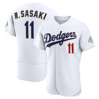 Los Angeles Dodgers #11 Roki Sasaki White JEROMEN 2026 Gold Collection Authentic Jersey