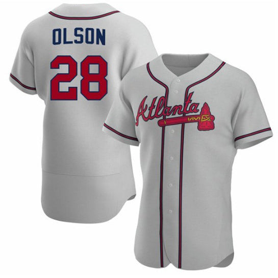 Atlanta Braves #28 Matt Olson Gray JEROMEN Flex Base Stitched Jersey