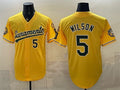 Oakland Athletics #5 Jacob Wilson 2026 Yellow JEROMEN Alternate Sacramento Celebrating 125 Years Vapor Limited Stitched Jersey