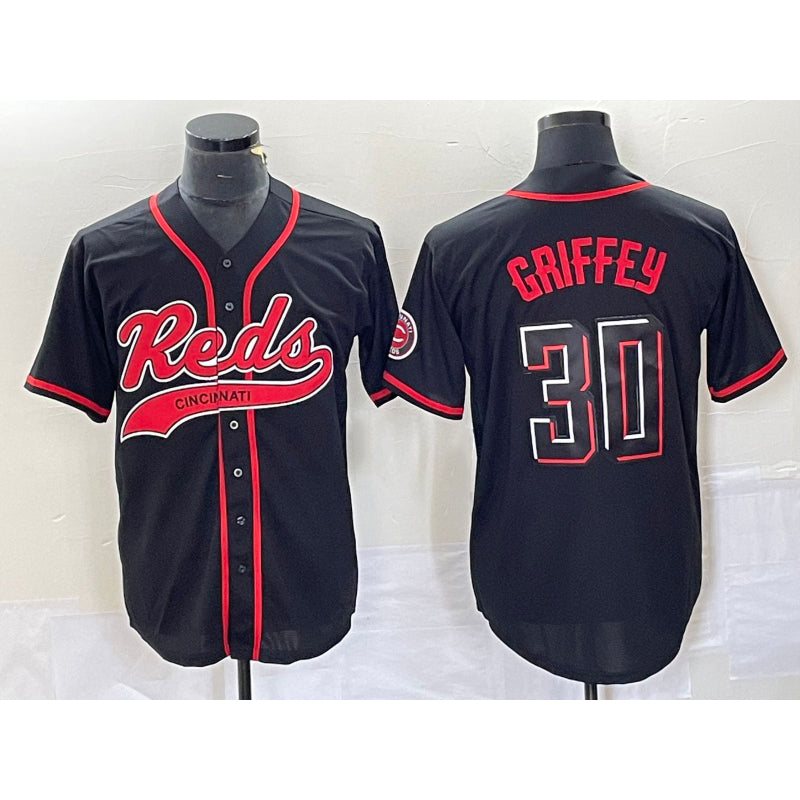 Cincinnati Reds #30 Ken Griffey Jr Black JEROMEN 2023 City Connect Cool Base Stitched Jersey