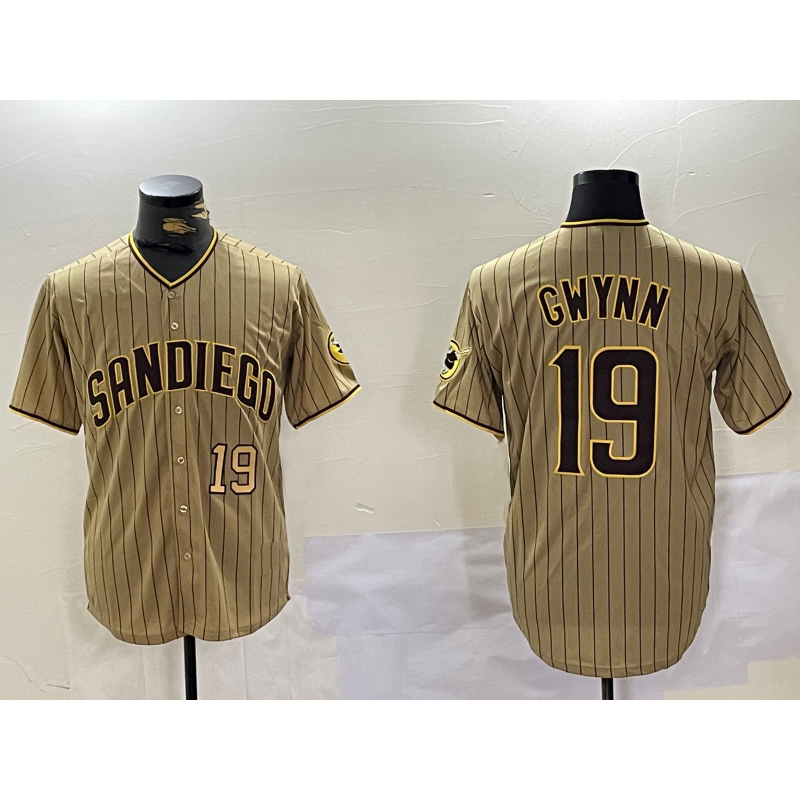 San Diego Padres #19 Tony Gwynn Khaki JEROMEN Team Logo Cool Base Jerseys