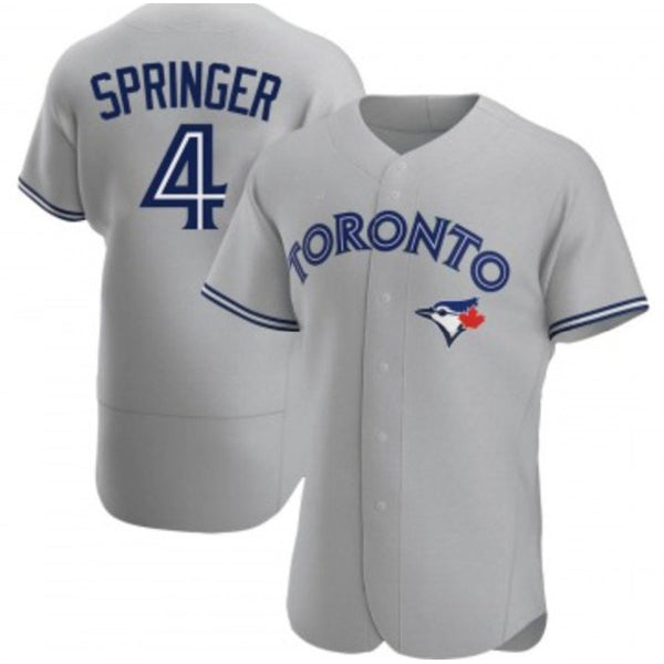 Toronto Blue Jays #4 George Springer Gray JEROMEN Flex Base Stitched Jersey