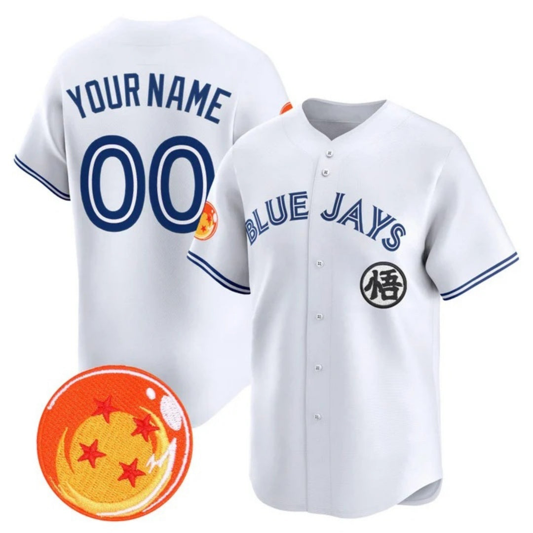 Custom Toronto Blue Jays x Dragon Ball White JEROMEN Vapor Premier Limited Jersey - All Stitched