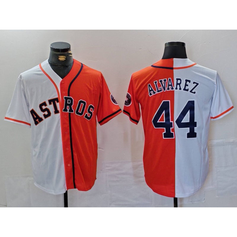 Houston Astros #44 Yordan Alvarez White Orange JEROMEN Split Stitched Jersey