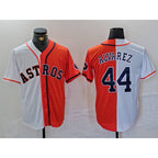 Houston Astros #44 Yordan Alvarez White Orange JEROMEN Split Stitched Jersey