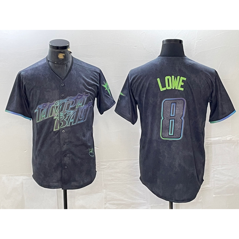 Tampa Bay Rays #8 Brandon Lowe Charcoal JEROMEN 2024 City Connect Limited Cool Base Jersey