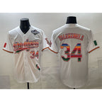 Los Angeles Dodgers #34 Fernando Valenzuela White JEROMEN Mexico California Patch 2025 World Series Patch Stitched Jersey