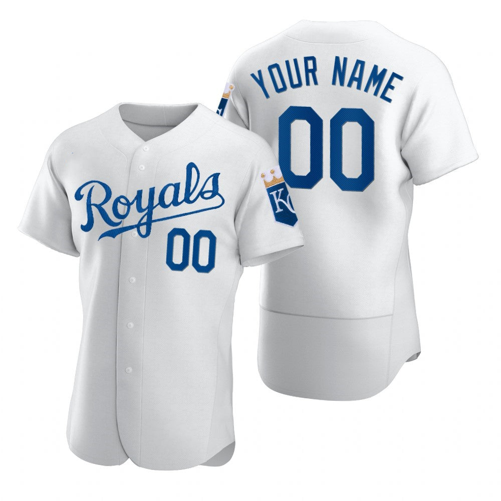 Custom Kansas City Royals White JEROMEN 2020 Stitched Flex Base Jersey