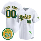 Custom Oakland Athletics White JEROMEN Rickey Tribute style Vapor Premier Limited Jersey - All Stitched