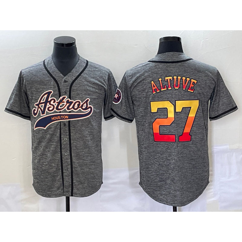 Houston Astros #27 Jose Altuve Grey JEROMEN Gridiron Cool Base Stitched Jersey