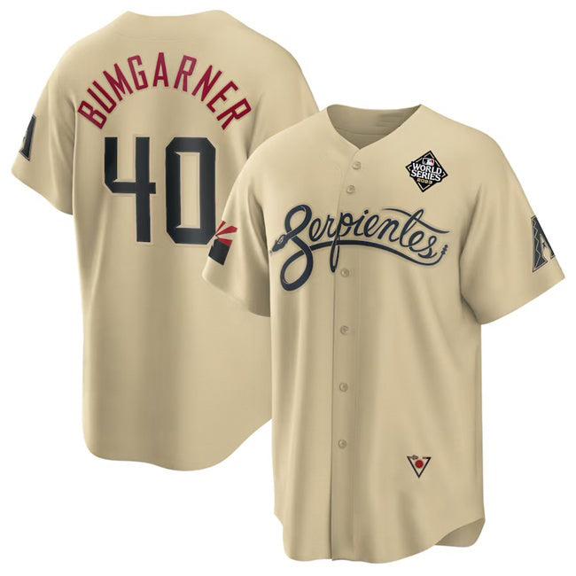 Arizona Diamondbacks #40 Madison Bumgarner Gold JEROMEN 2023 World Series City Connect Cool Base Stitched Jersey