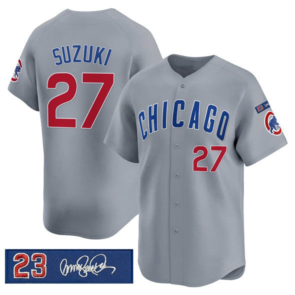 Chicago Cubs #27 Seiya Suzuki Gray JEROMEN 'Ryne Sandberg Tribute' Vapor Limited V3 Stitched Jersey
