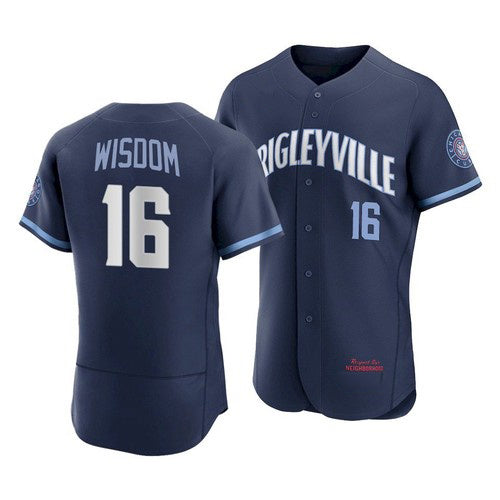 Chicago Cubs #16 Patrick Wisdom 2021 Navy JEROMEN City Connect Stitched Jersey