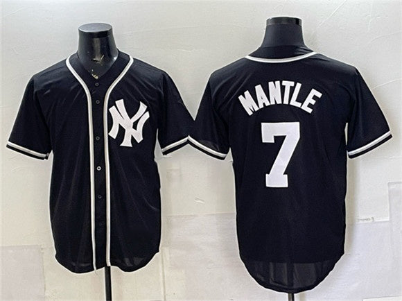 New York Yankees #7 Mickey Mantle 2026 Fashion Replica Black JEROMEN Out Stitched Jersey