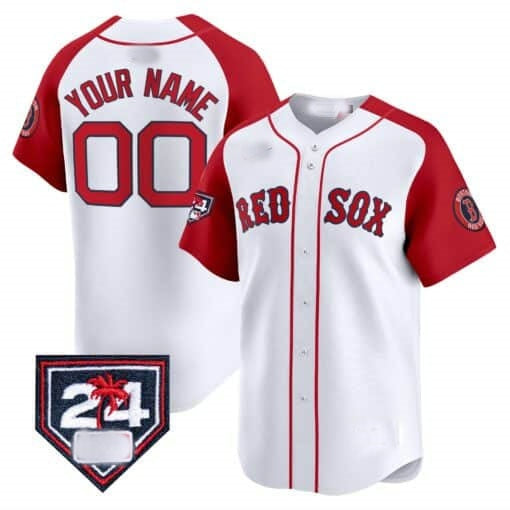 Custom Boston Red Sox 2024 Spring Training Patch Vapor Premier Limited Jersey ¨C  White Red JEROMEN