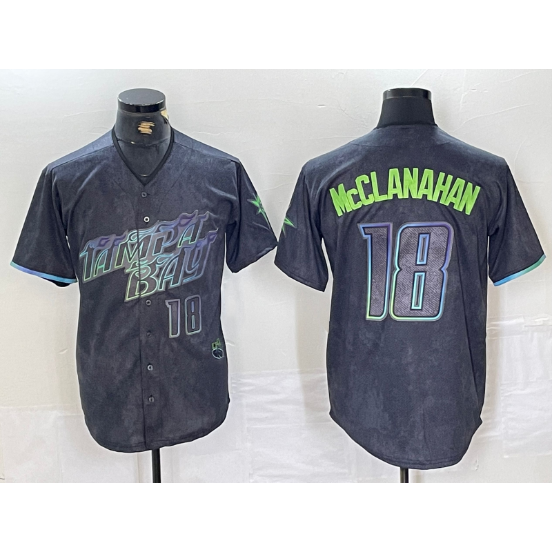 Tampa Bay Rays #18 Shane McClanahan Number Charcoal JEROMEN 2024 City Connect Limited Stitched Jersey 2