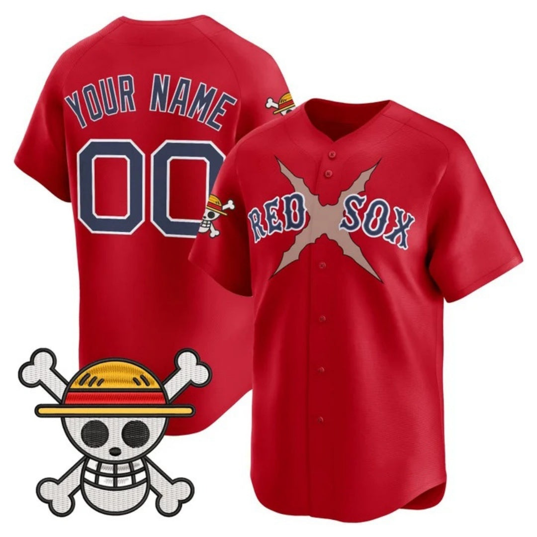 Custom Boston Red Sox x One Piece Red JEROMEN Vapor Premier Limited Jersey - Stitched