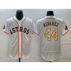 Houston Astros #44 Yordan Alvarez 2023 White Gold JEROMEN World Serise Champions Patch Flex Base Stitched Jersey