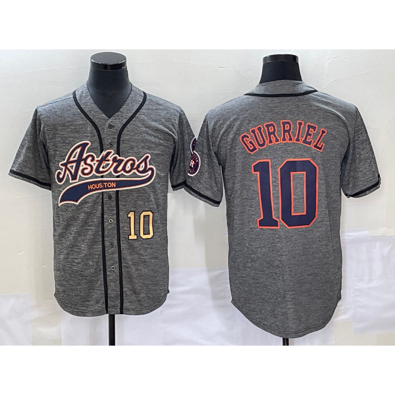 Houston Astros #10 Yuli Gurriel Number Grey JEROMEN Gridiron Cool Base Stitched Jersey