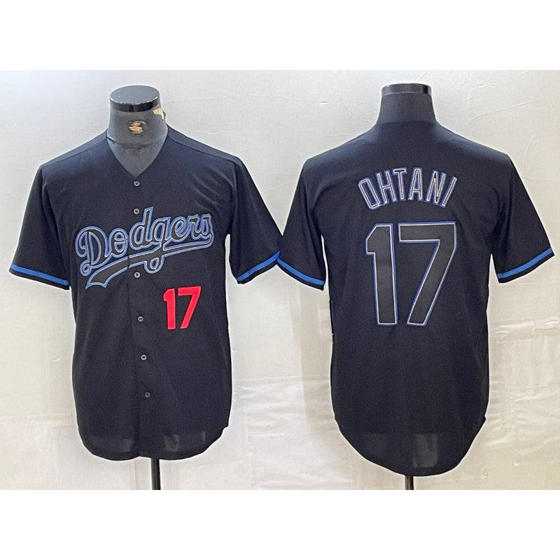 Los Angeles Dodgers #17 Shohei Ohtani Number Lights Out Black JEROMEN Fashion Stitched Cool Base Jersey