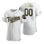 Custom Minnesota Twins White JEROMEN Stitched Flex Base Golden Edition Jersey