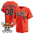 Custom Baltimore Orioles x One Piece Orange JEROMEN Vapor Premier Limited Jersey - Stitched