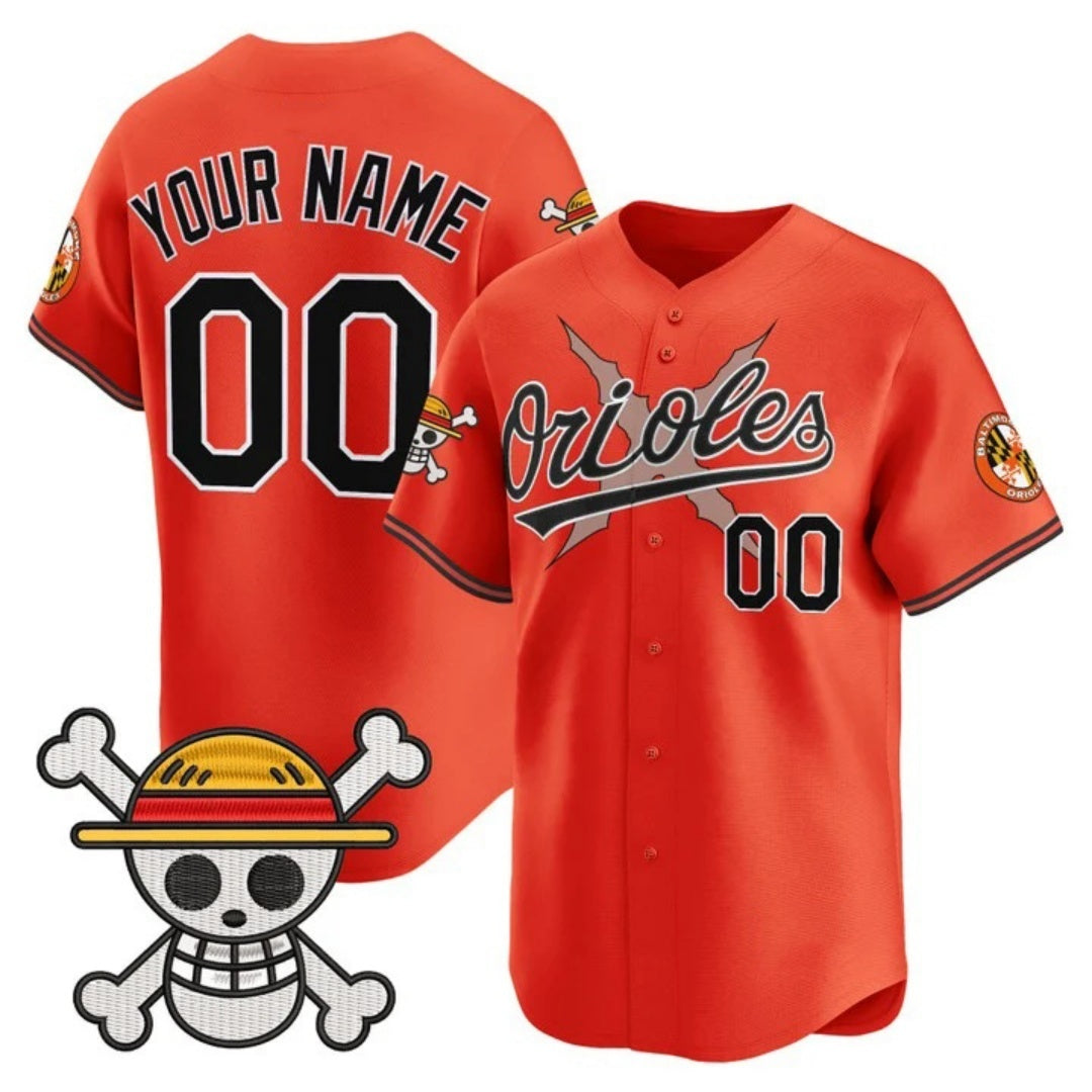 Custom Baltimore Orioles x One Piece Orange JEROMEN Vapor Premier Limited Jersey - Stitched