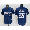 Detroit Tigers #28 Javier Baez Number 2024 Navy JEROMEN City Connect Cool Base Limited Stitched Jersey 2