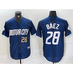 Detroit Tigers #28 Javier Baez Number 2024 Navy JEROMEN City Connect Cool Base Limited Stitched Jersey 2