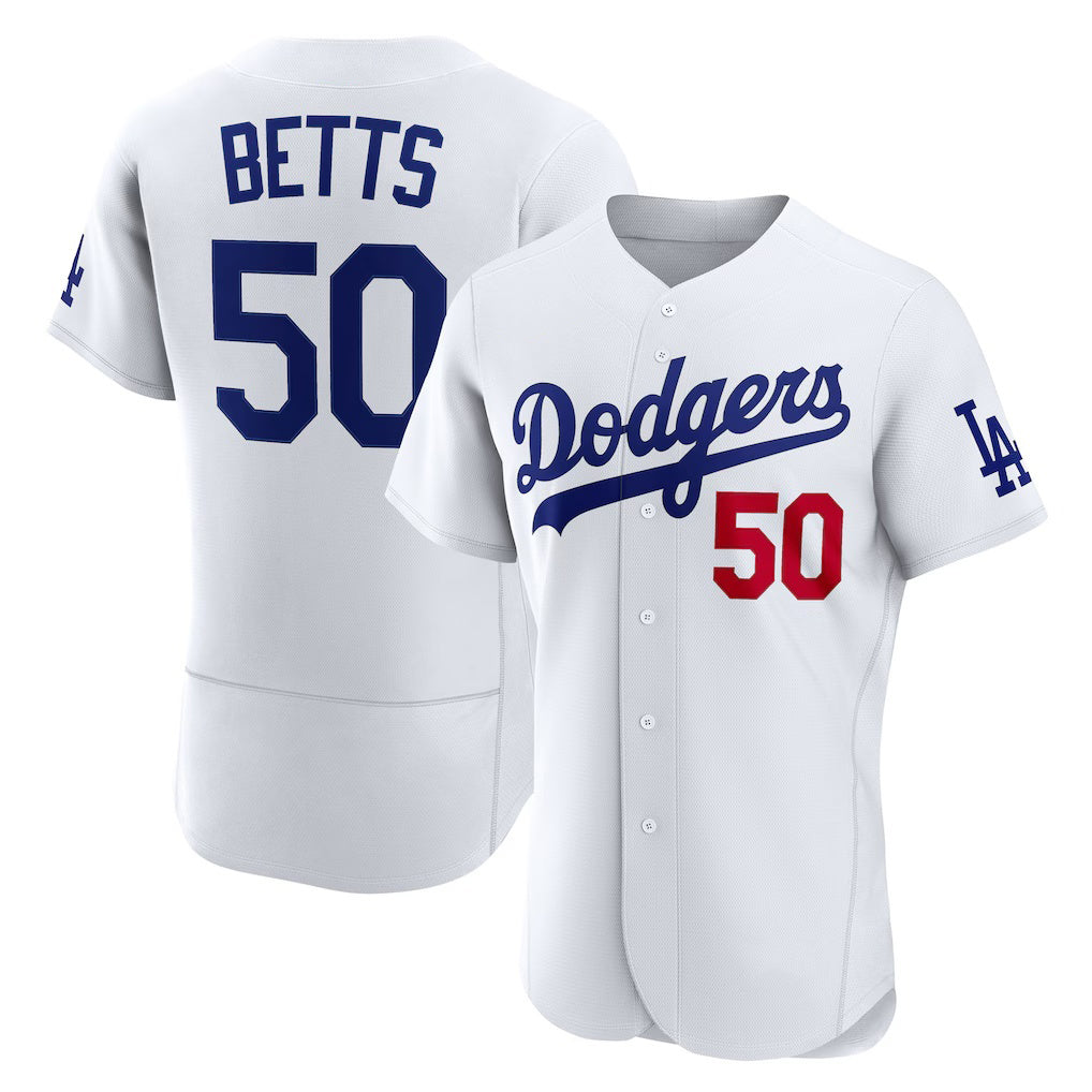 Los Angeles Dodgers #50 Mookie Betts White JEROMEN Home Authentic Jersey