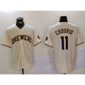 Milwaukee Brewers #11 Jackson Chourio Cream JEROMEN Stitched Cool Base Jersey 2