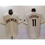 Milwaukee Brewers #11 Jackson Chourio Cream JEROMEN Stitched Cool Base Jersey 2