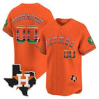 Custom Houston Astros Mexico Texas Patch Vapor Premier Limited Jersey ¨C Orange JEROMEN